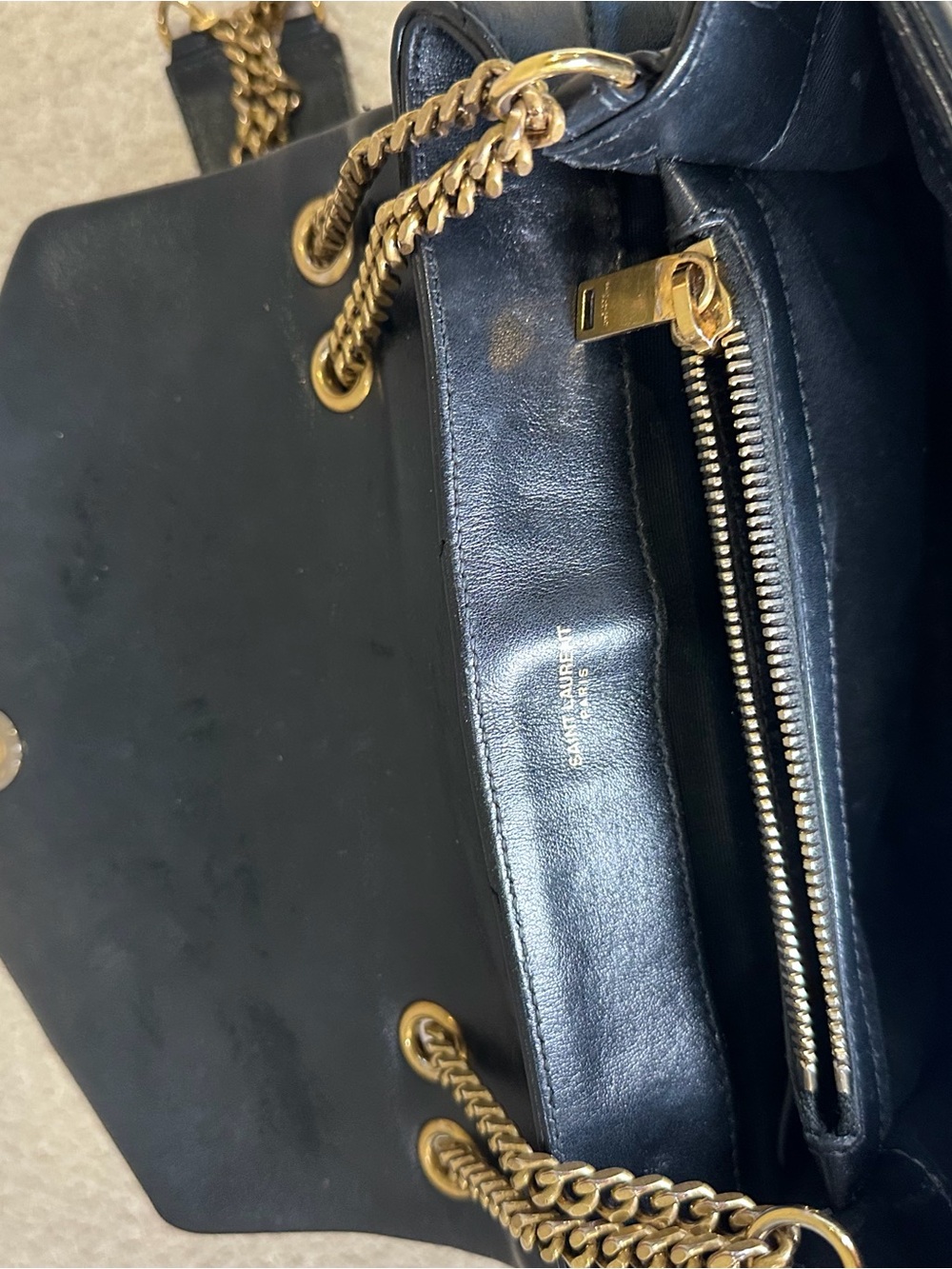 Saint Laurent YSL Loulou Small Black Chevron Quilted Leather Bag Gold Hardware - Picture 10 of 14